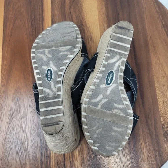 Dr Scholl's Soar Navy Blue Wedge Espadrille Slide Sandals 7M - Picture 5 of 7